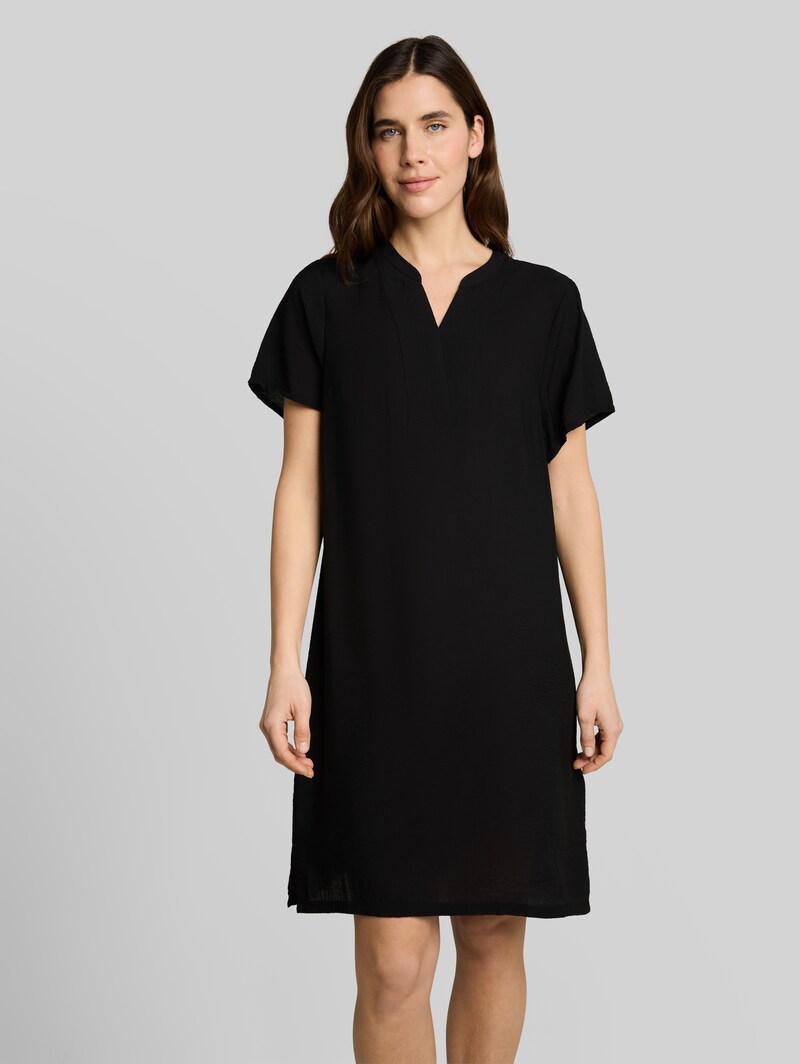 Tom Tailor Kleid mit V-Ausschnitt - Deep Black Tom Tailor Kleid mit V-Ausschnitt - Deep Black