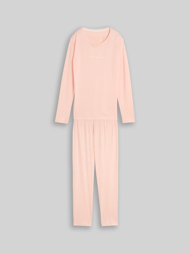 Tom Tailor Pyjama-Set mit Punkte-Print aus Baumwolle - Red-light-dots