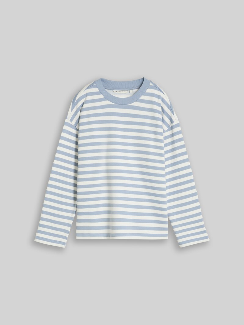 Tom Tailor Sweatshirt mit Streifenmuster - Mid Blue White Stripe
