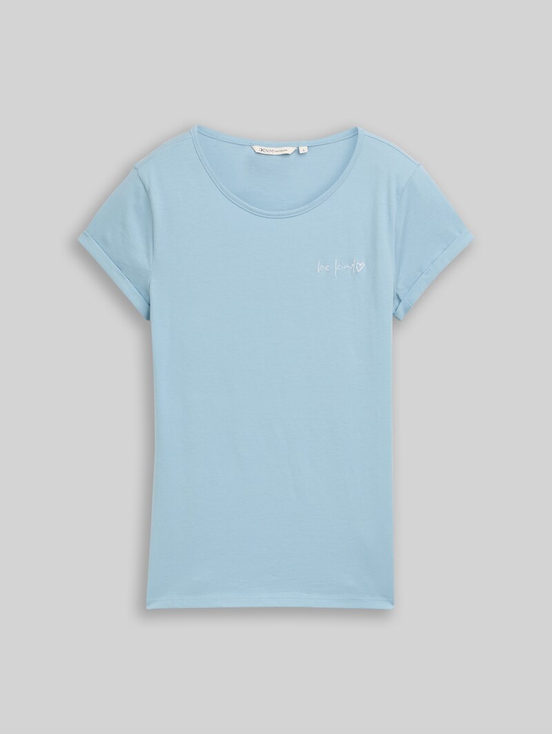 Tom Tailor Slim Fit T-Shirt mit Stickerei - Calm Cloud Blue