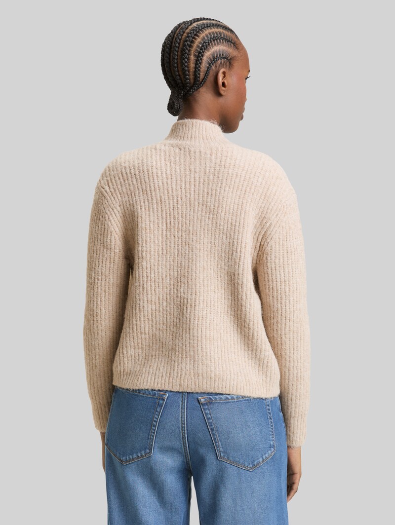 Tom Tailor Cardigan mit Reißverschluss - Cosy Beige Melange
