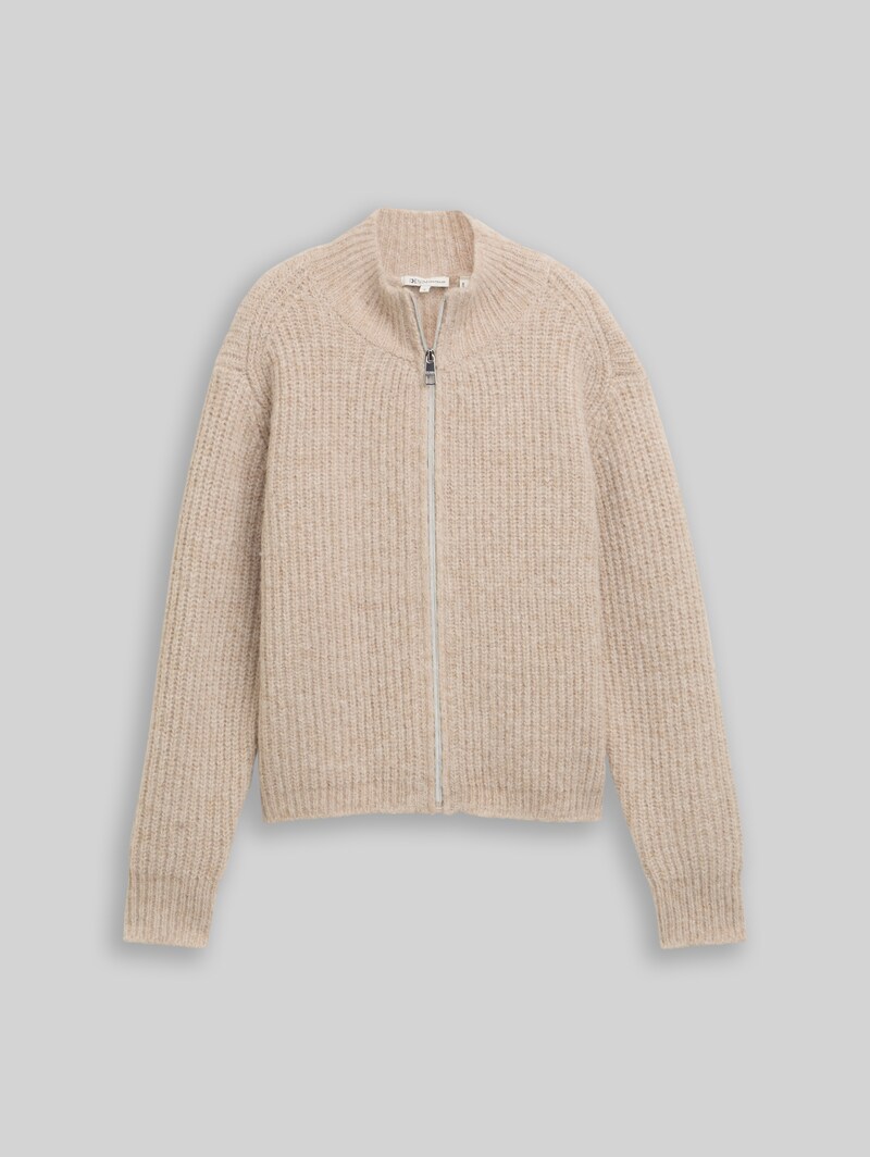 Tom Tailor Cardigan mit Reißverschluss - Cosy Beige Melange
