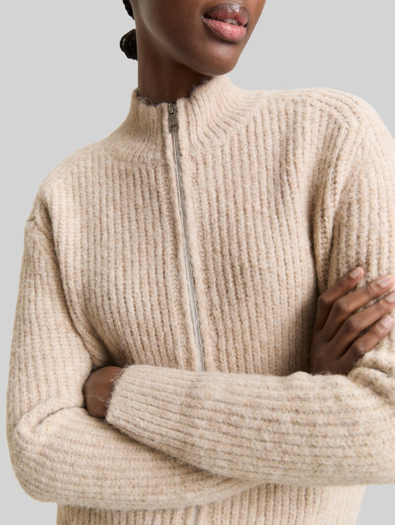 Tom Tailor Cardigan mit Reißverschluss - Cosy Beige Melange