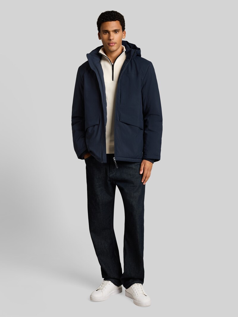 Tom Tailor Relaxed Fit Funktionsjacke mit abnehmbarer Kapuze - Sky Captain Blue