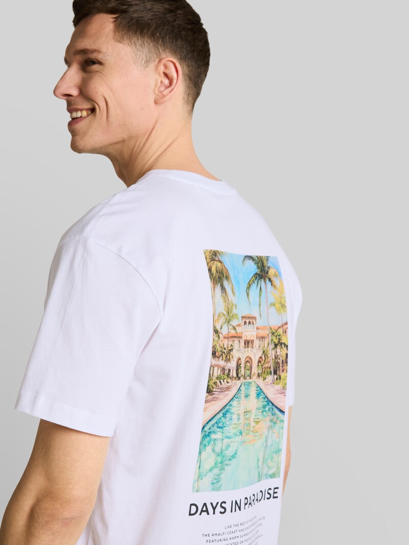 Tom Tailor Relaxed Fit T-Shirt mit Fotoprint - White