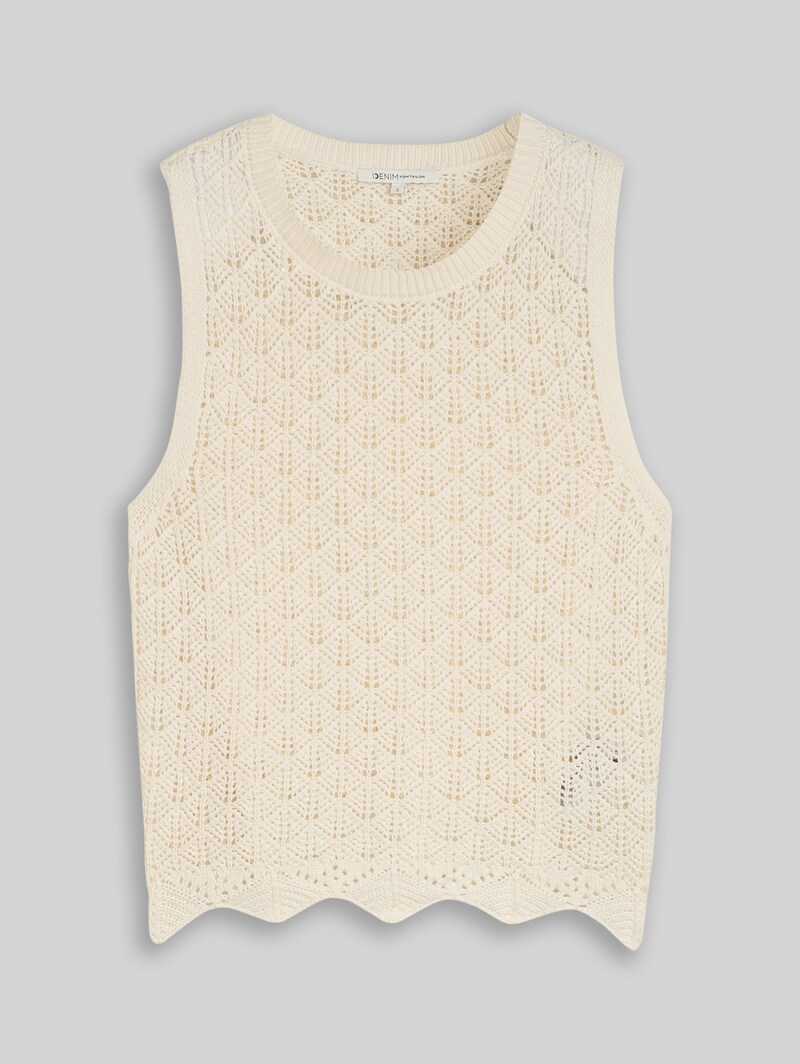 Tom Tailor Stricktop mit Lochmuster - Dove White