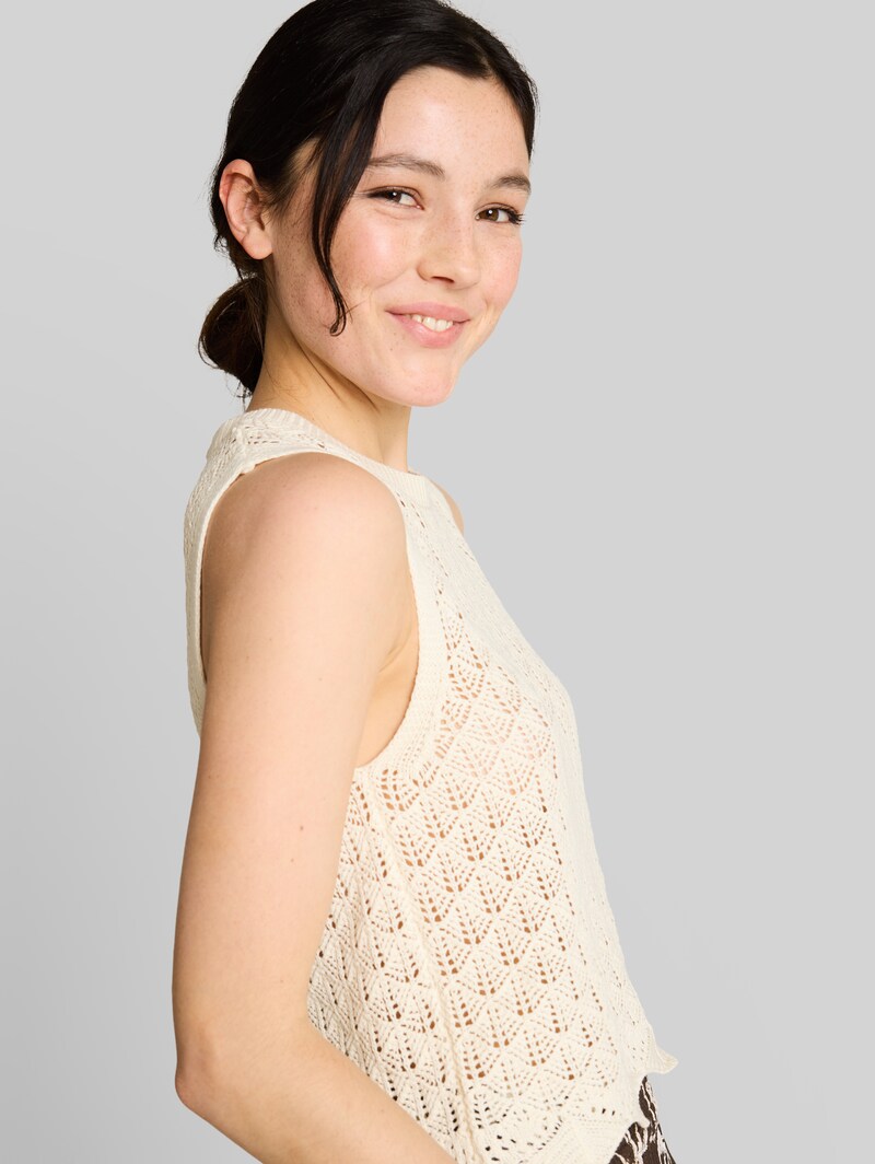 Tom Tailor Stricktop mit Lochmuster - Dove White