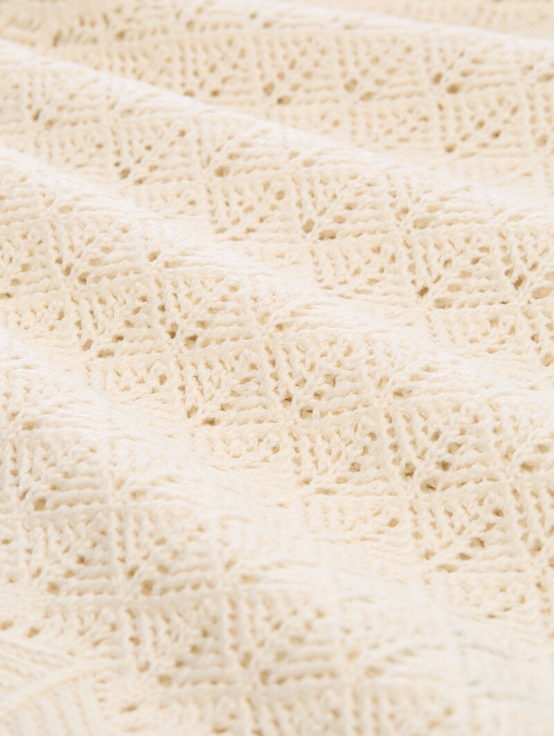 Tom Tailor Stricktop mit Lochmuster - Dove White