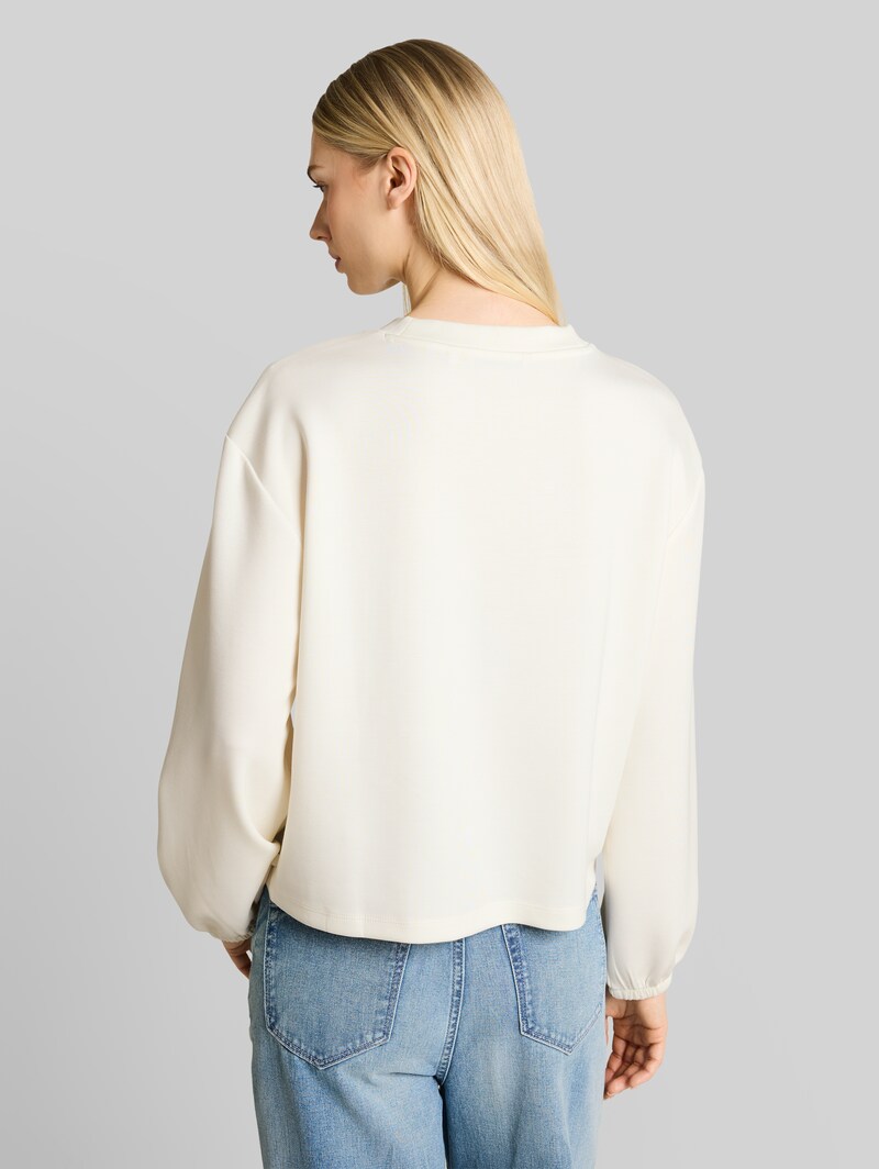 Tom Tailor Loose Fit Scuba Langarmshirt - Off White