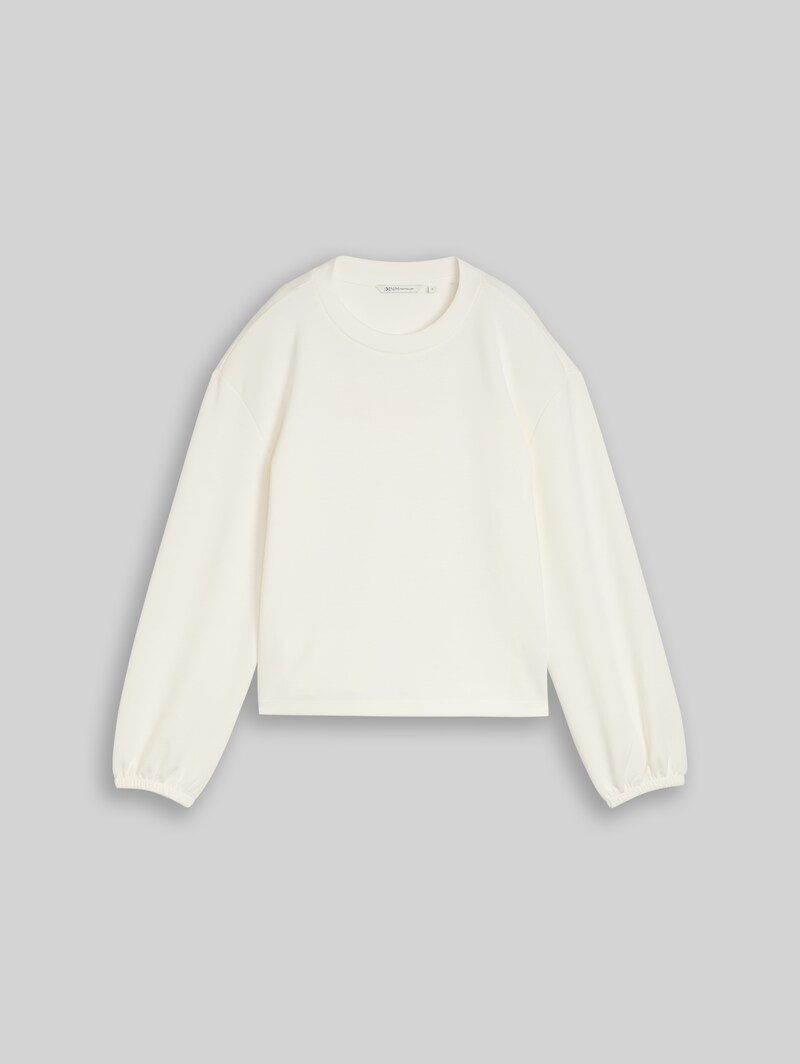 Tom Tailor Loose Fit Scuba Langarmshirt - Off White