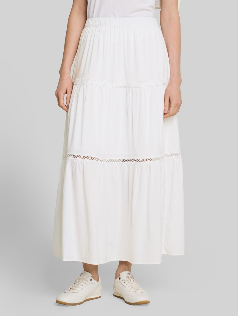 Tom Tailor Maxi-Rock mit Volants - White