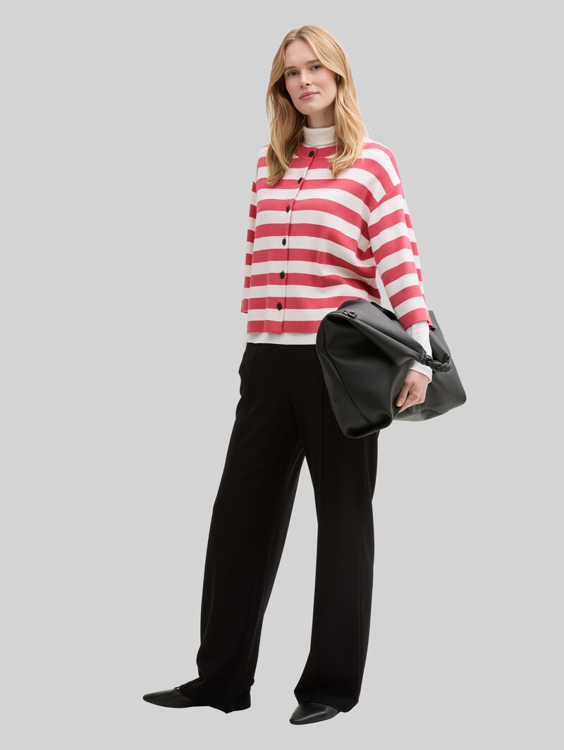 Tom Tailor Cardigan mit Streifenmuster - Red Offwhite Block Stripe