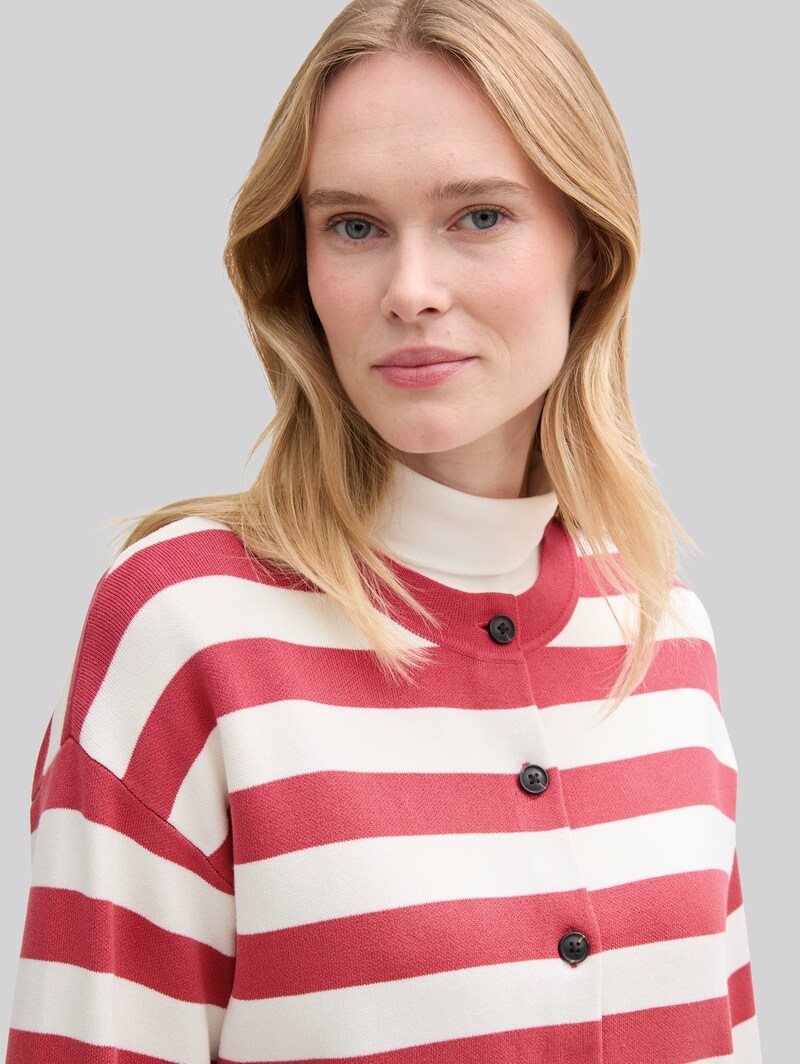 Tom Tailor Cardigan mit Streifenmuster - Red Offwhite Block Stripe