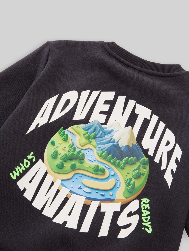 Tom Tailor Sweatshirt mit Print - Coal Grey