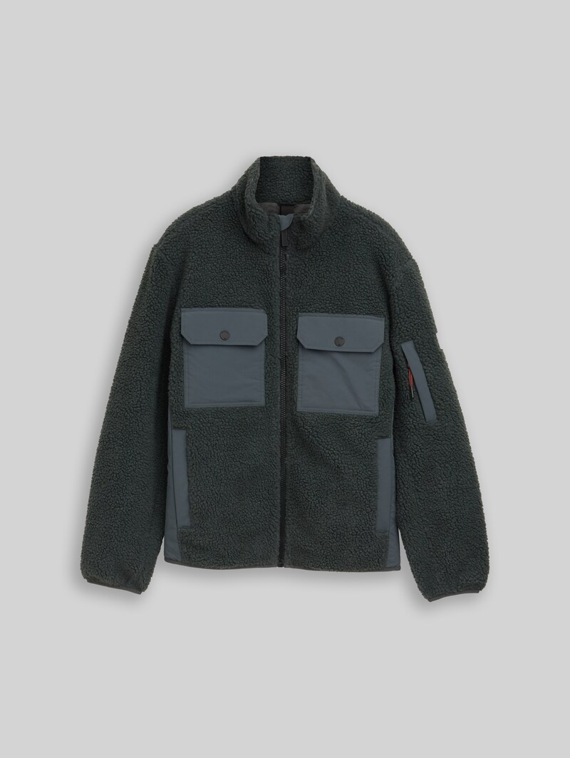 Tom Tailor Teddy Jacke mit Taschen - Darkest Olive