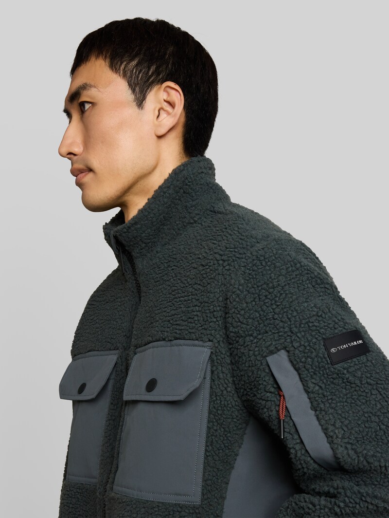 Tom Tailor Teddy Jacke mit Taschen - Darkest Olive