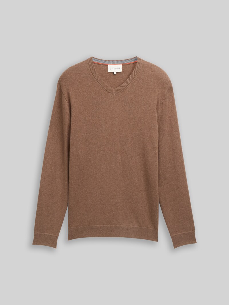 Tom Tailor Strickpullover mit Kaschmir-Anteil - Dark Taupe Melange