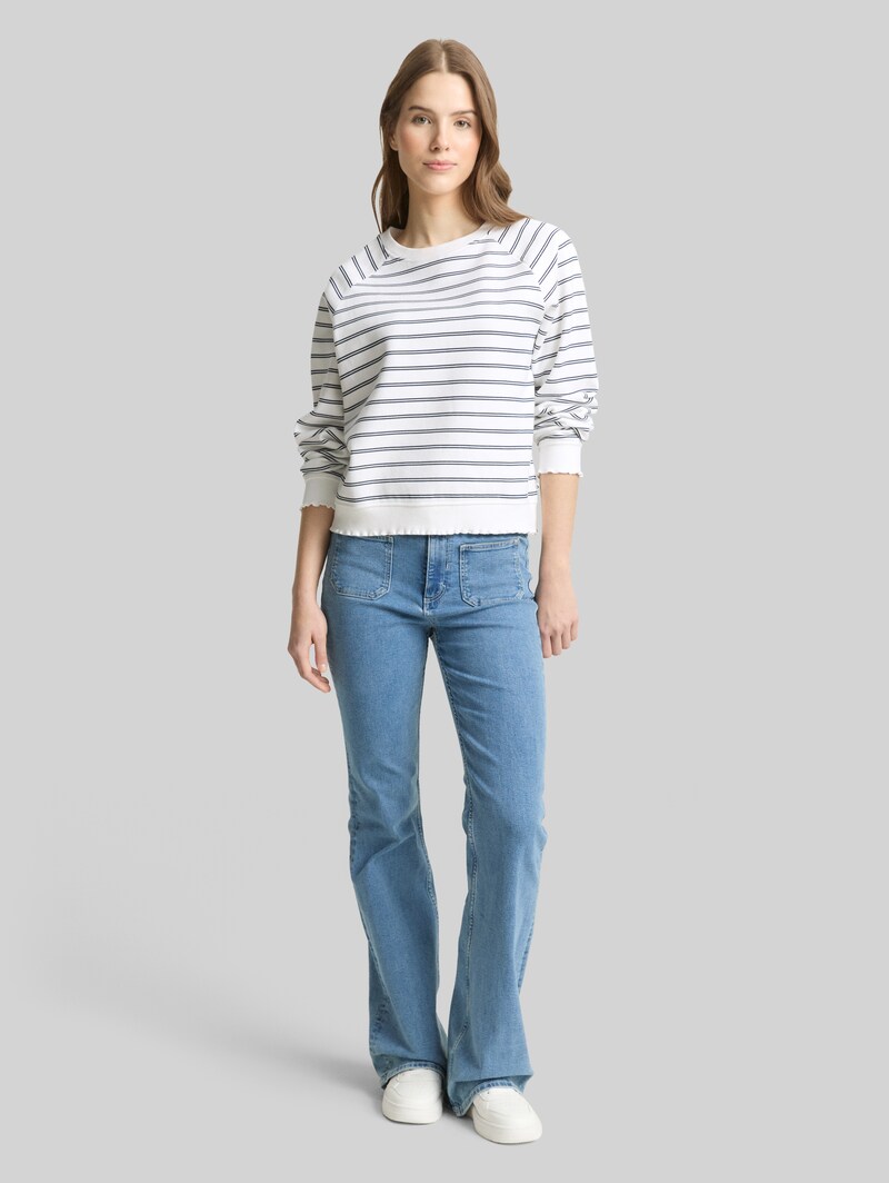 Tom Tailor Sweatshirt mit Streifenmuster - Off White Navy Stripe