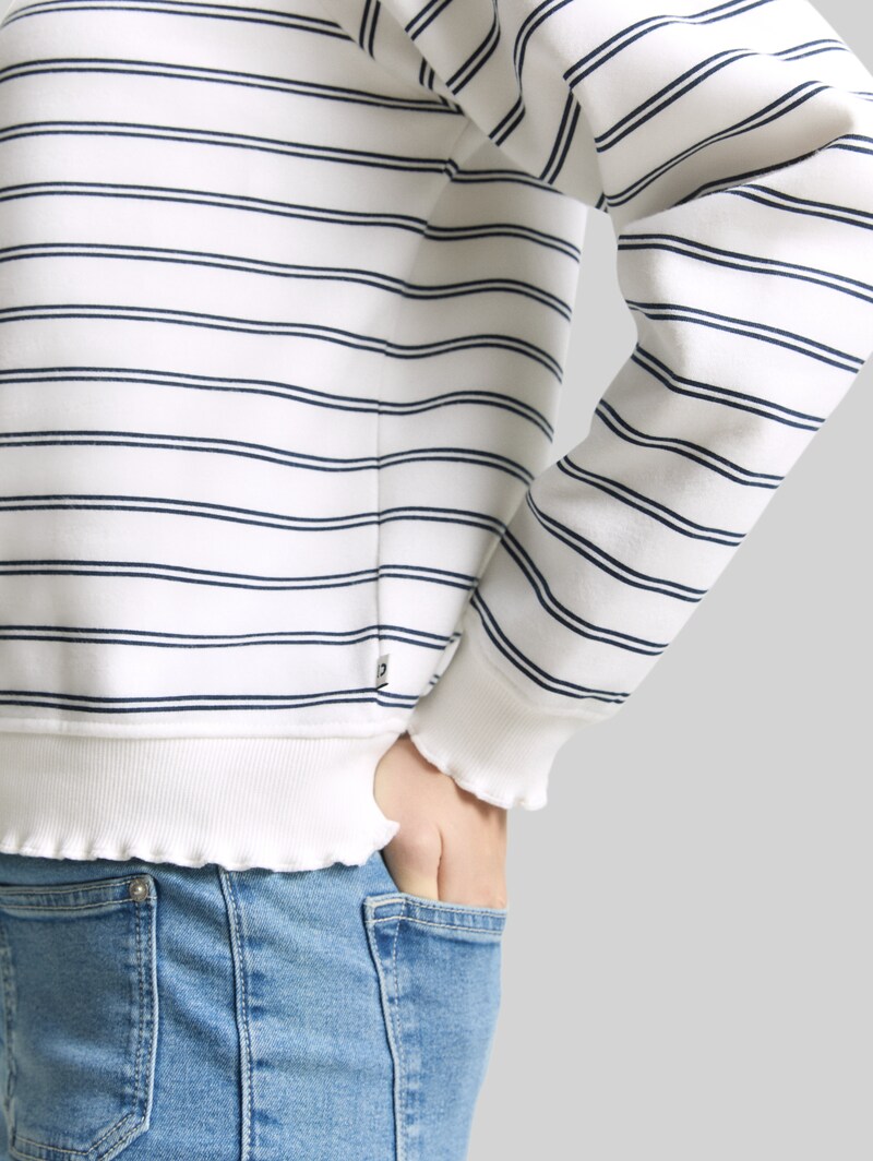 Tom Tailor Sweatshirt mit Streifenmuster - Off White Navy Stripe