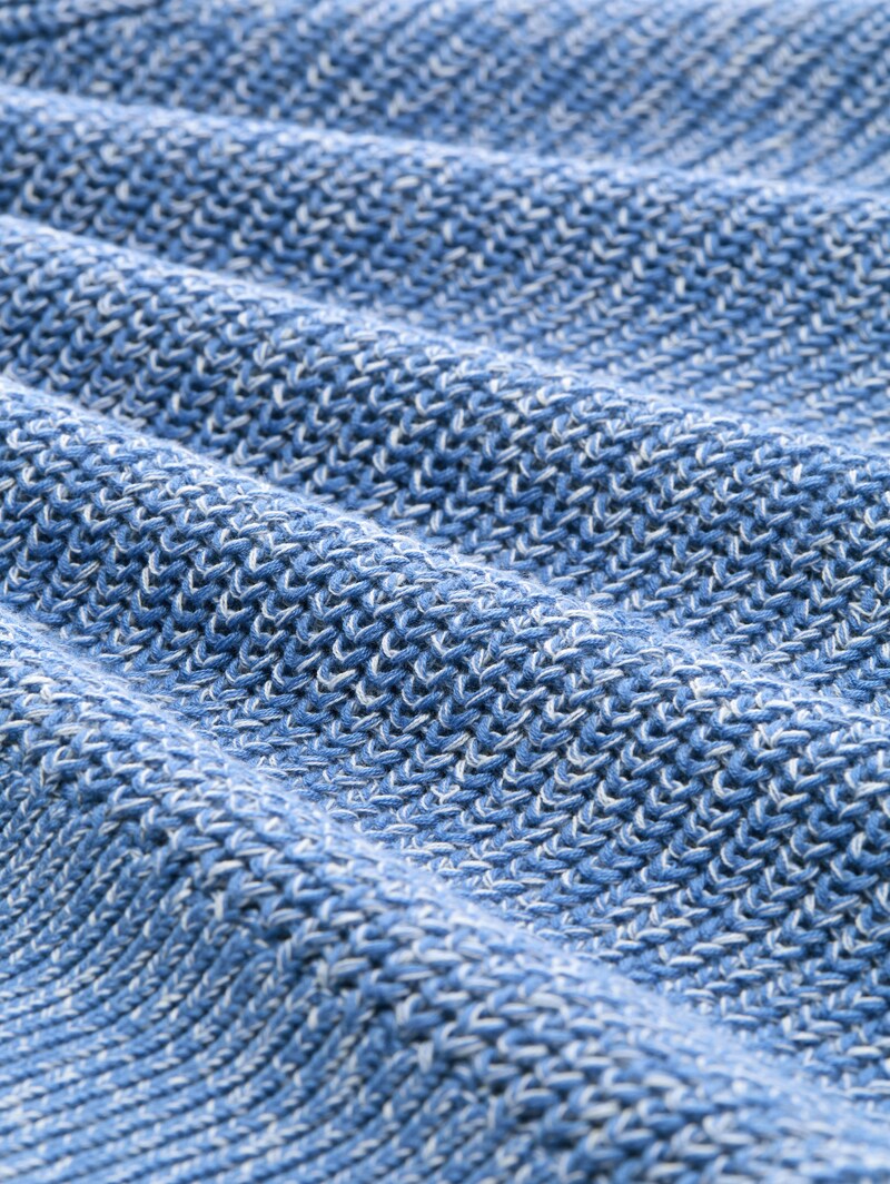 Tom Tailor Strickpullover mit leichten Ballonärmeln - Sicilian Blue Melange