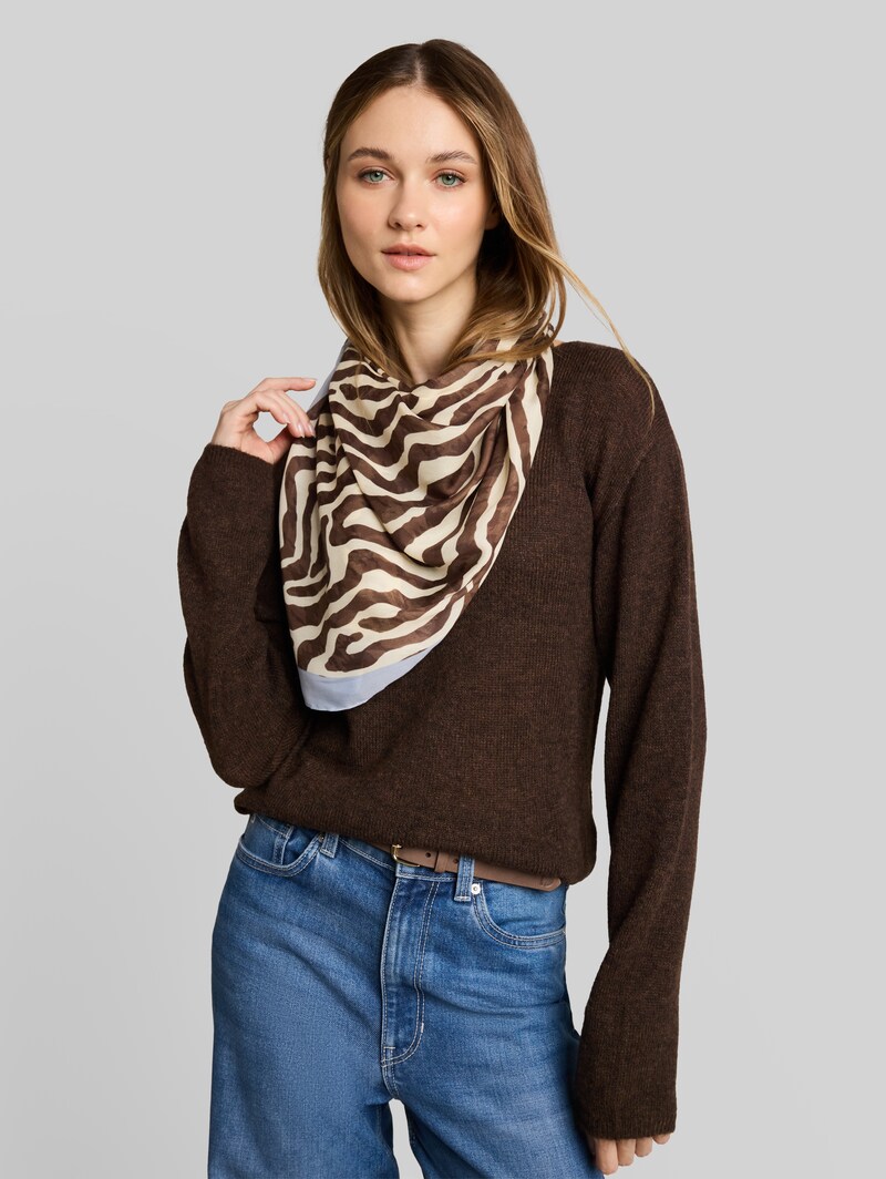 Tom Tailor Halstuch mit Zebra-Print - Brown Beige Zebra Print