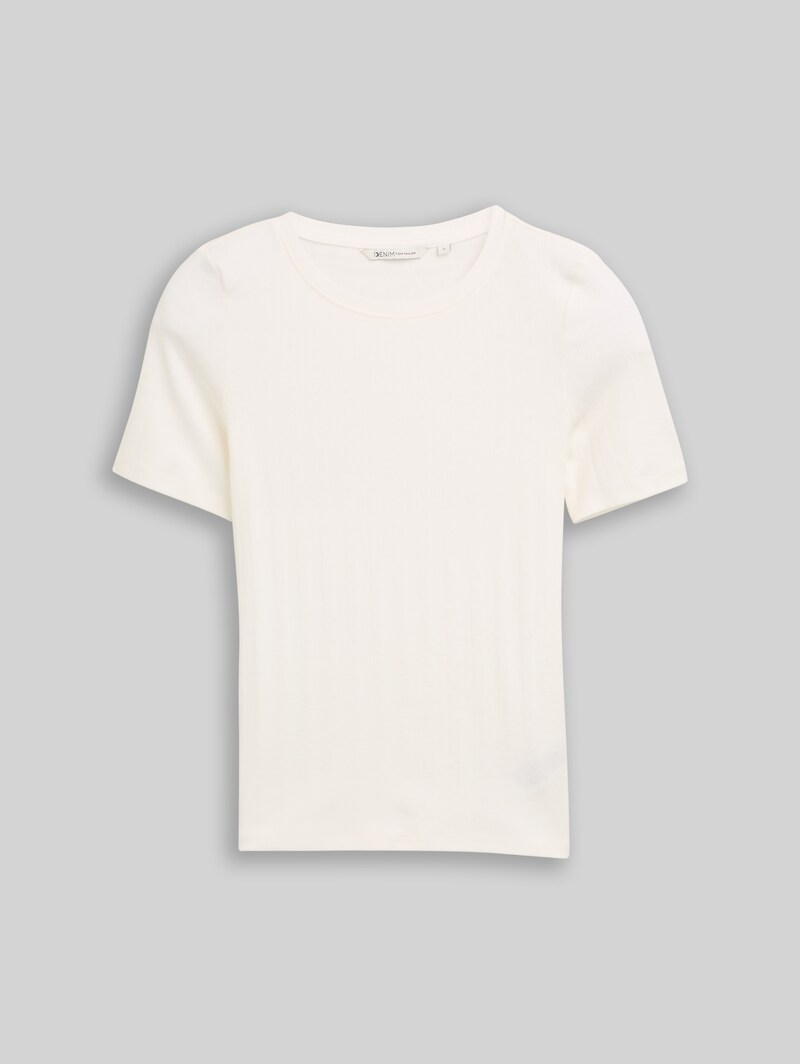 Tom Tailor Slim Fit Pointelle T-Shirt - Off White