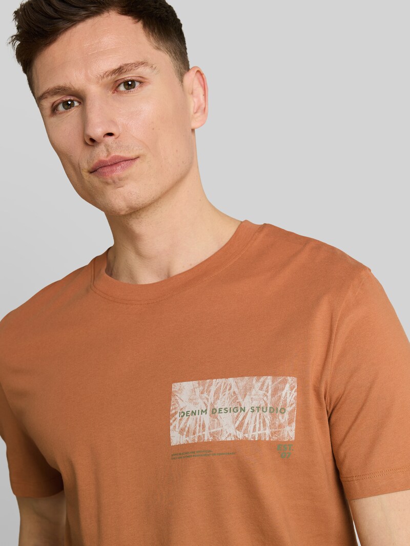 Tom Tailor T-Shirt mit Print - Faded Copper Orange