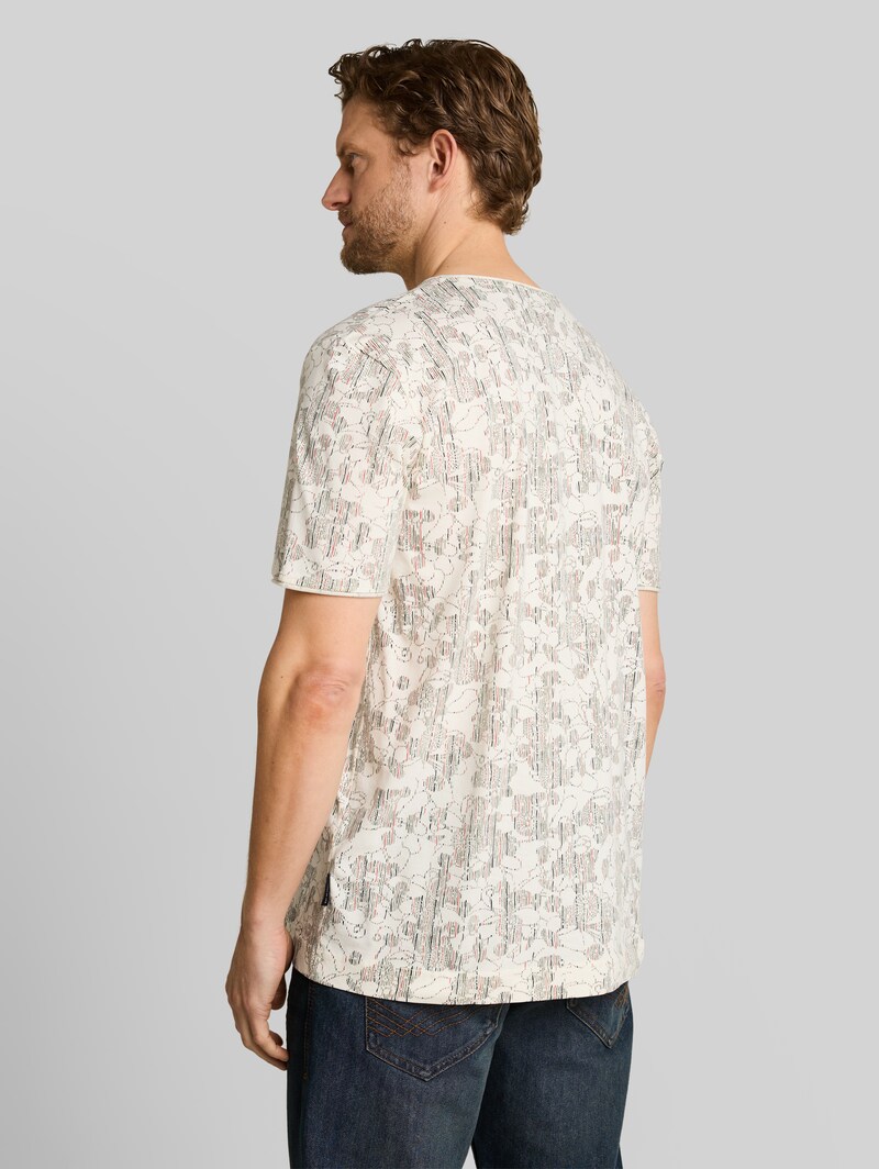 Tom Tailor T-Shirt mit Allover-Print - Off White Irregular Design