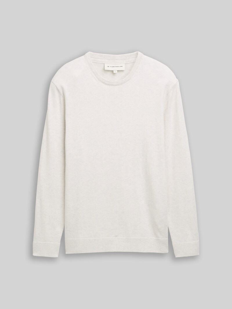 Tom Tailor Basic Strickpullover aus Baumwolle - Soft Vanilla Melange