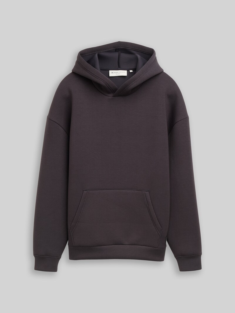 Tom Tailor Relaxed Fit Scuba Hoodie Sweatshirt - Coal Grey