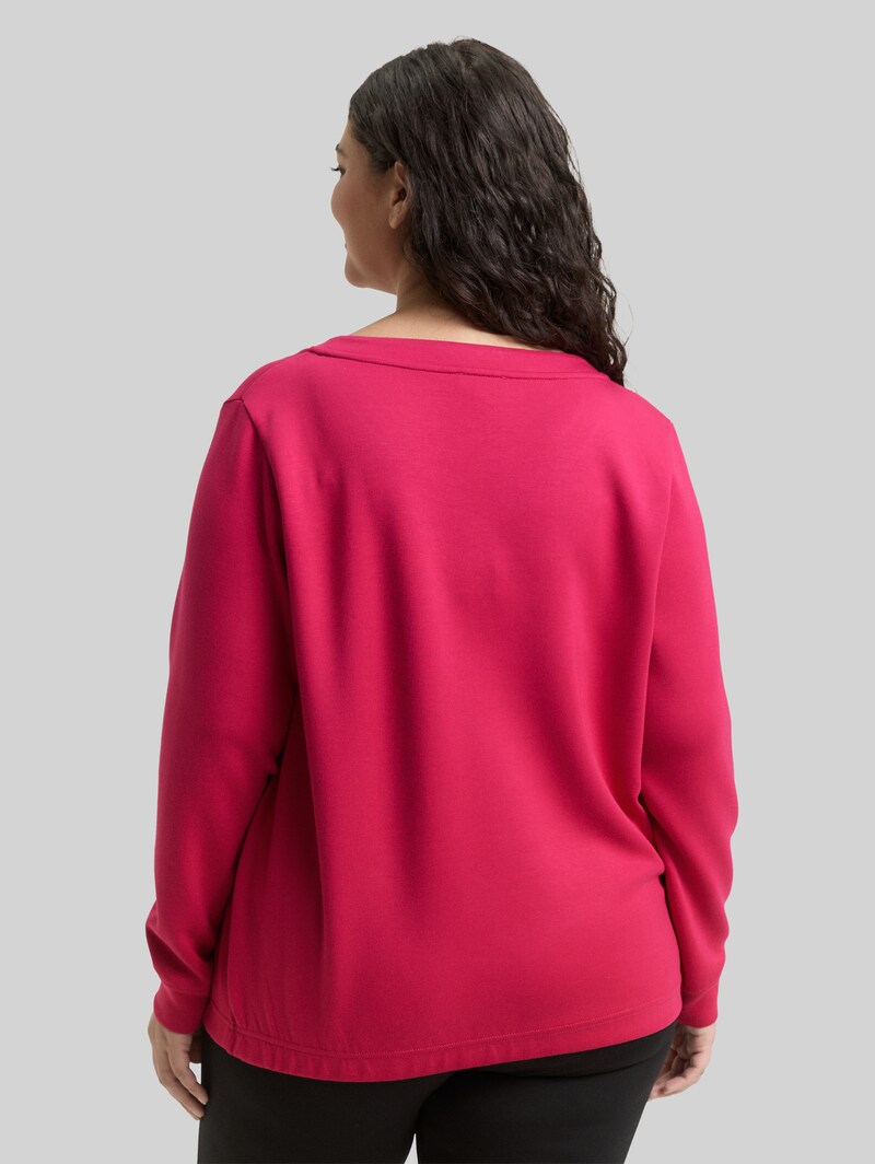 Tom Tailor Plus Size - Scuba Sweatshirt mit Strasssteinen - Dark Pink