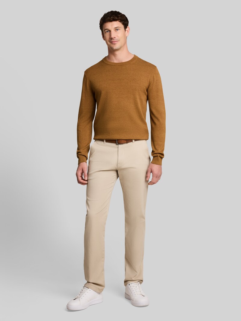 Tom Tailor Basic Strickpullover aus Baumwolle - Dark Camel Melange