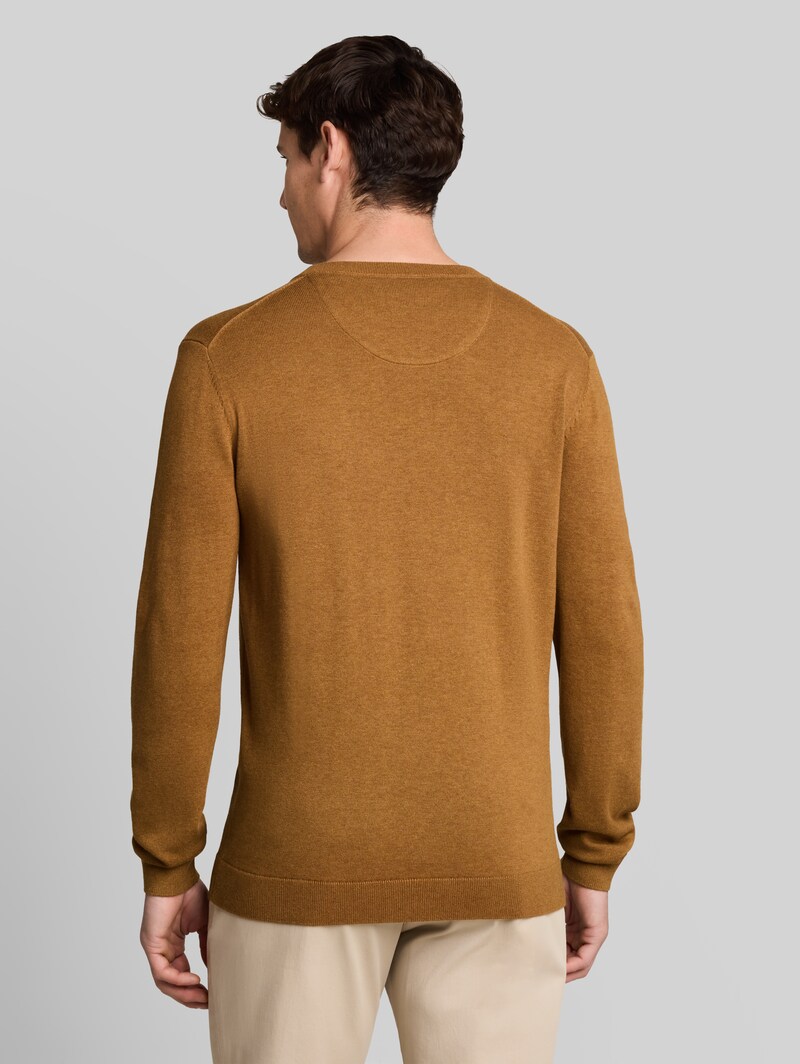 Tom Tailor Basic Strickpullover aus Baumwolle - Dark Camel Melange