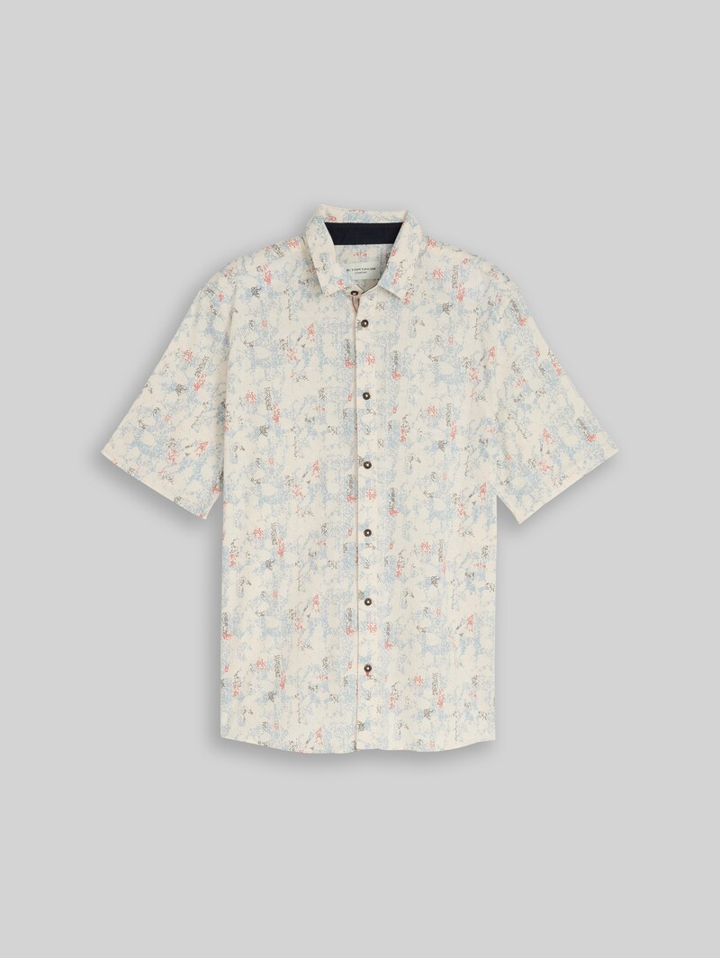 Tom Tailor Comfort Fit Kurzarmhemd mit Muster - Offwhite Structure Design