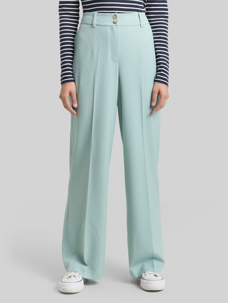 Tom Tailor TTLEA WIDE Hose mit Bügelfalte - Blue Haze Melange