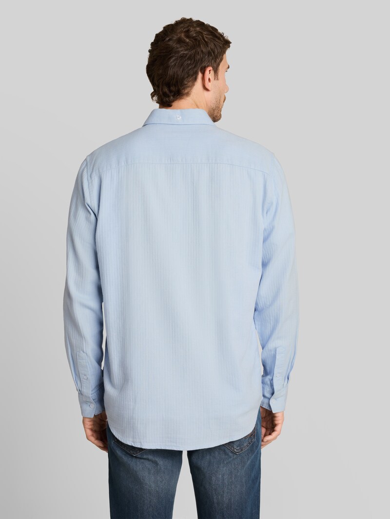 Tom Tailor Regular Fit Hemd aus Baumwolle - Pale Blue Herringbone
