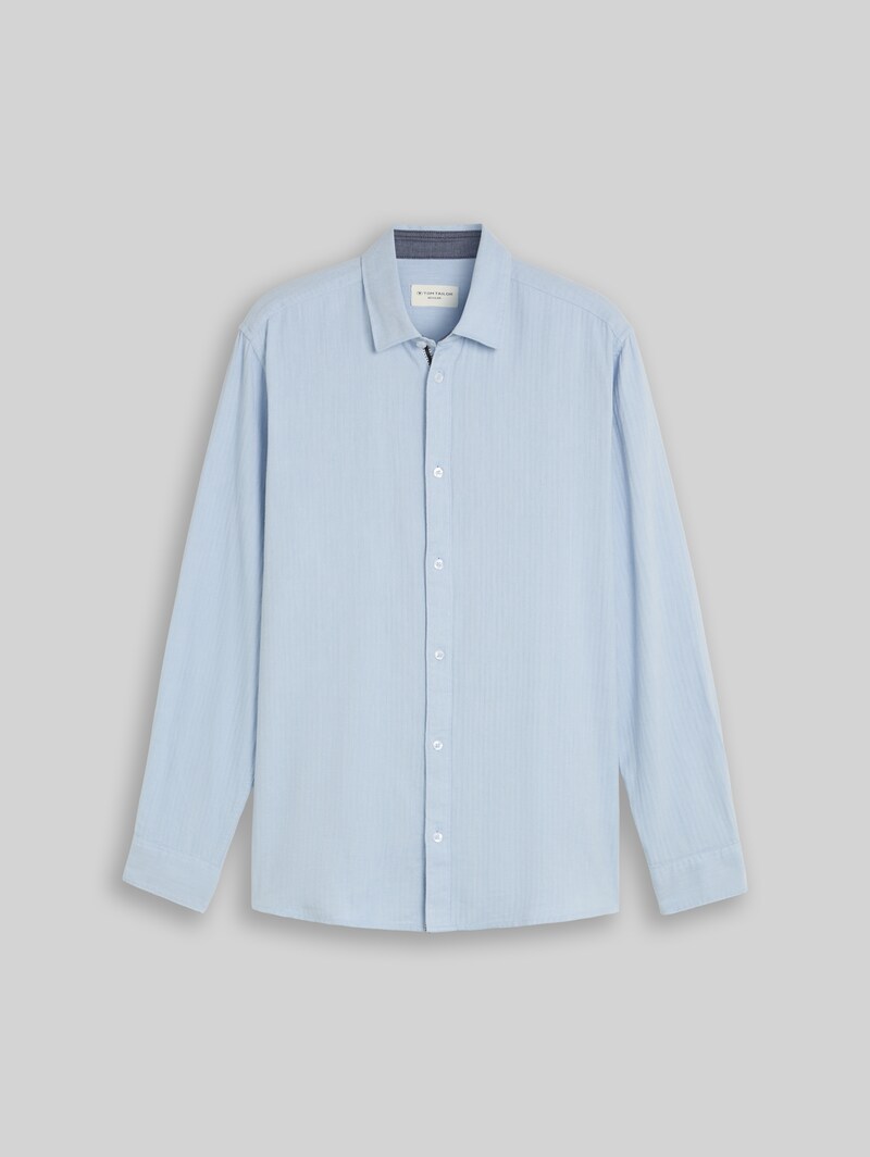 Tom Tailor Regular Fit Hemd aus Baumwolle - Pale Blue Herringbone