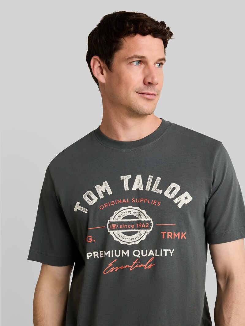 Tom Tailor T-Shirt mit Logo-Print - Darkest Olive