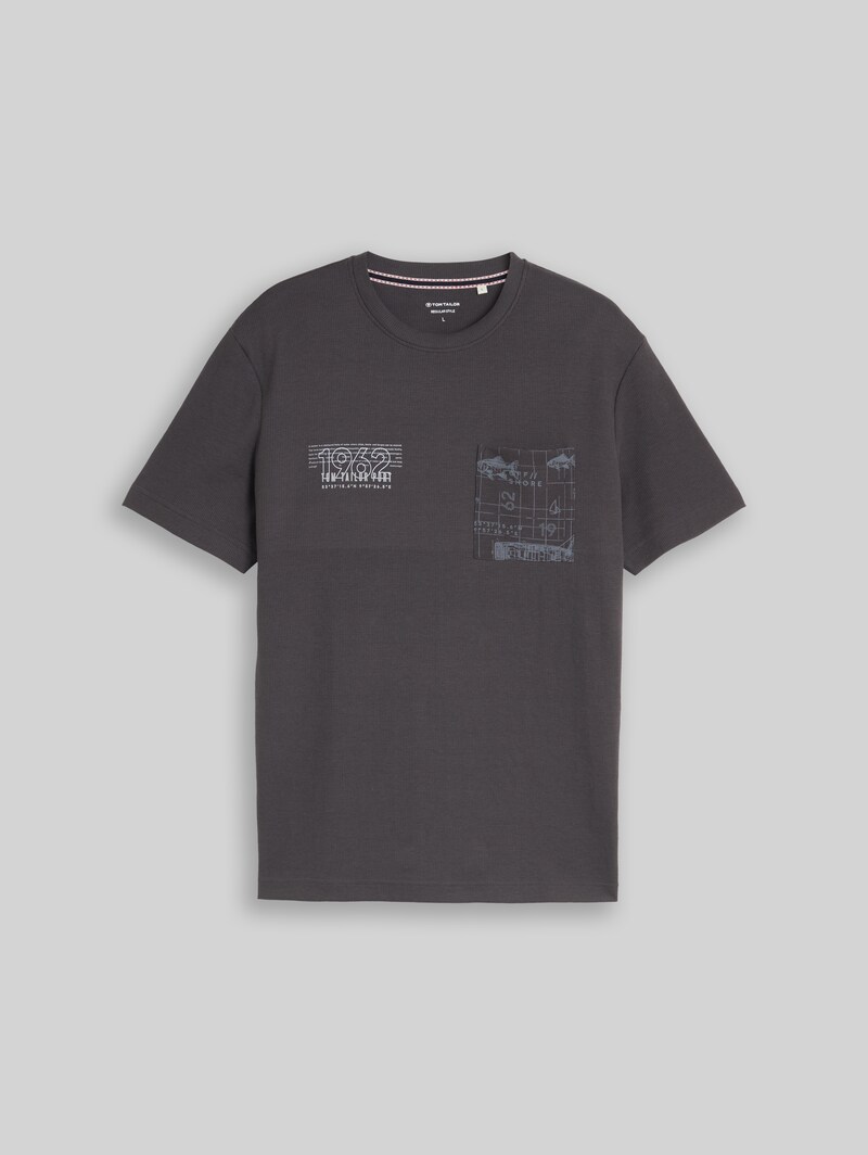 Tom Tailor T-Shirt mit Waffelstruktur - Tarmac Grey