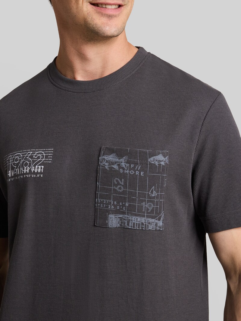 Tom Tailor T-Shirt mit Waffelstruktur - Tarmac Grey