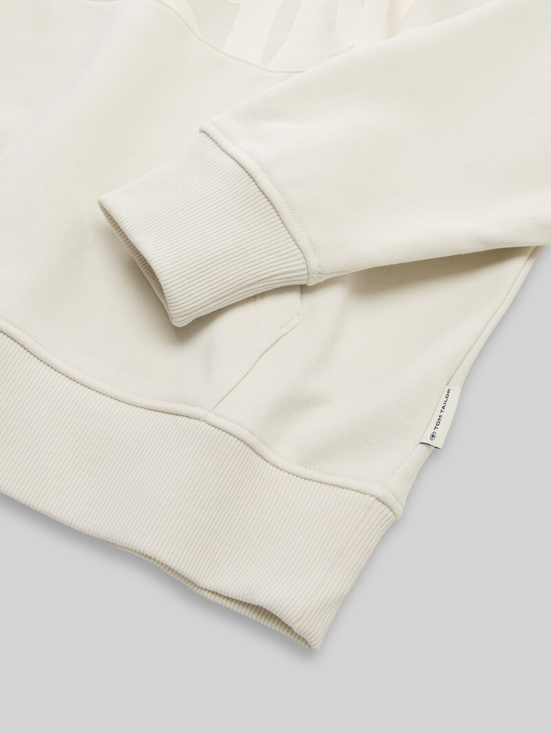 Tom Tailor Oversize Hoodie Sweatshirt - Greyish White