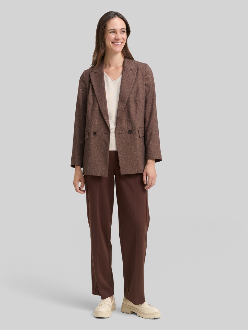 Tom Tailor Loose Fit Blazer - Dark Pecan Brown Structure