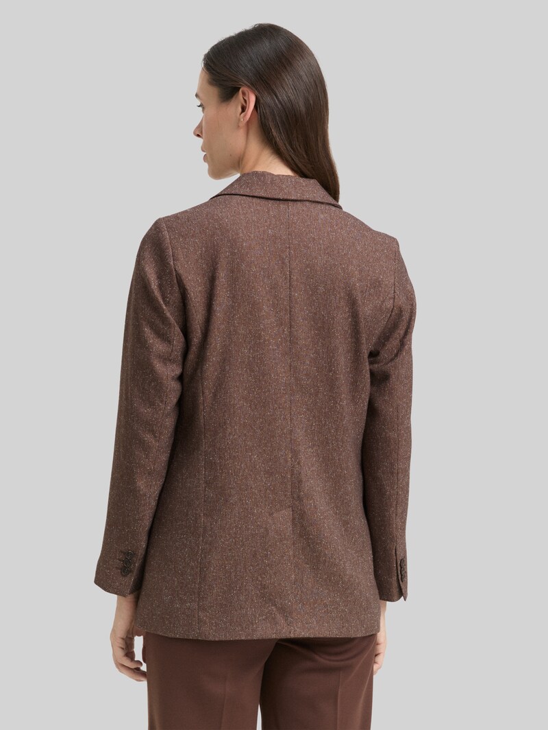 Tom Tailor Loose Fit Blazer - Dark Pecan Brown Structure