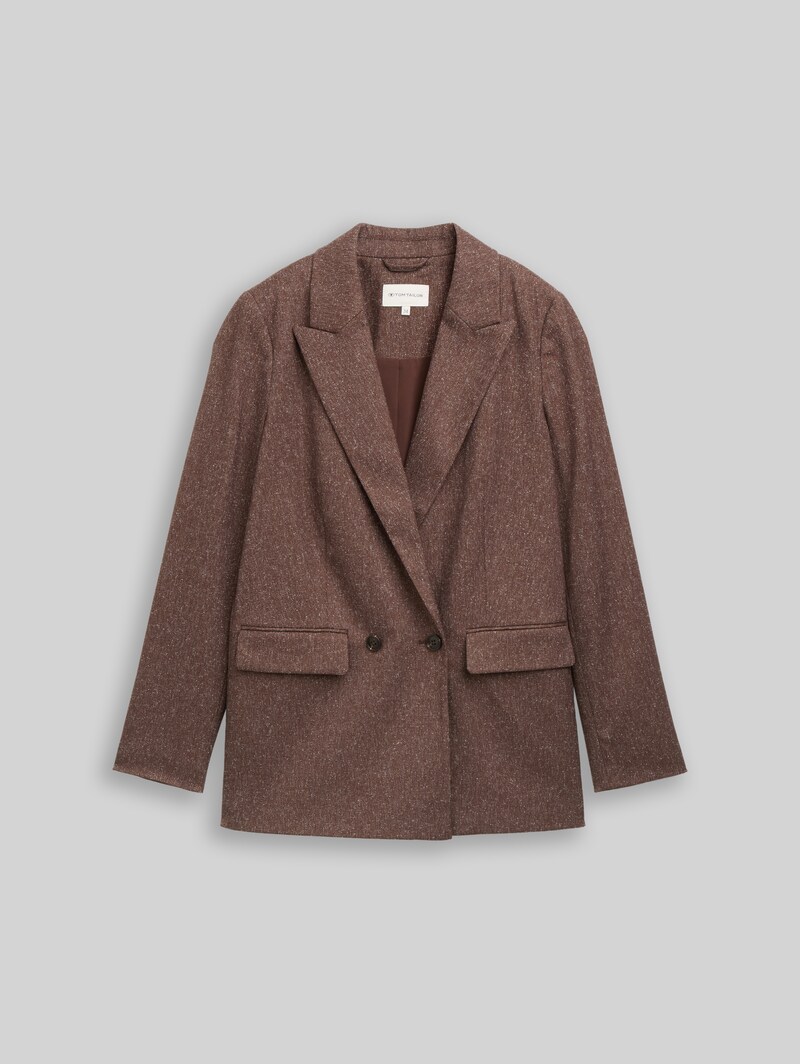 Tom Tailor Loose Fit Blazer - Dark Pecan Brown Structure