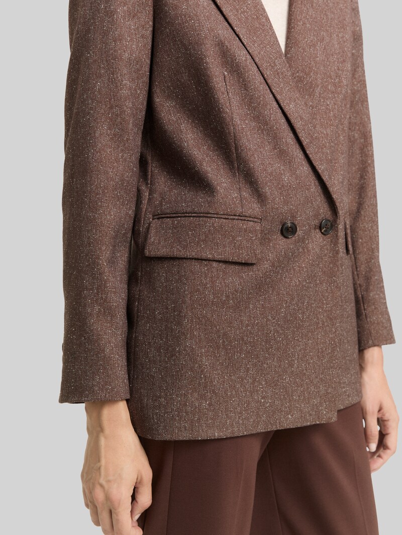 Tom Tailor Loose Fit Blazer - Dark Pecan Brown Structure