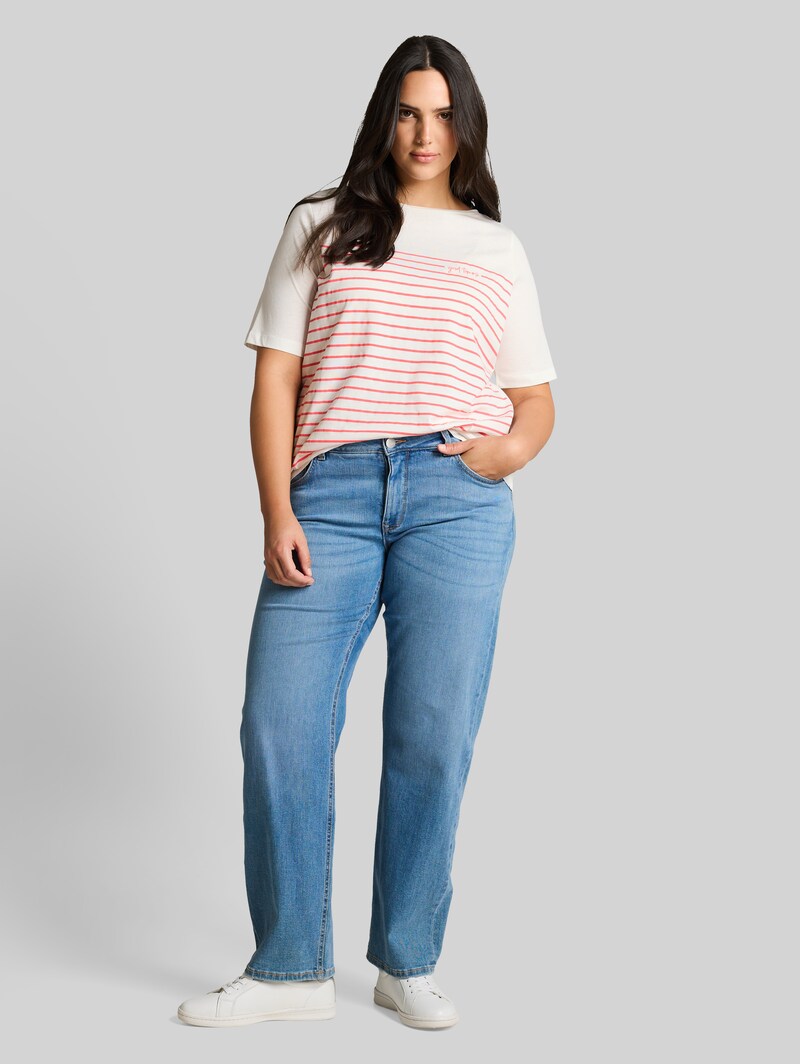 Tom Tailor Plus Size - T-Shirt mit Streifenmuster - Whisper White