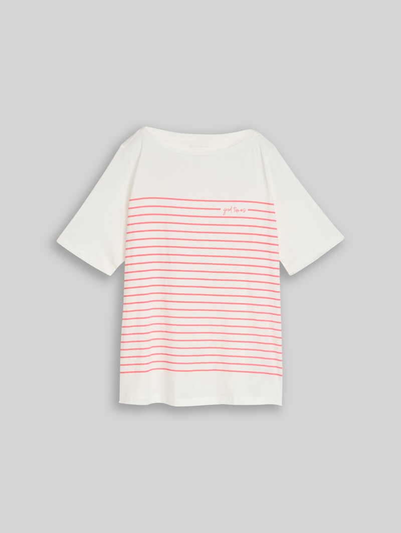 Tom Tailor Plus Size - T-Shirt mit Streifenmuster - Whisper White