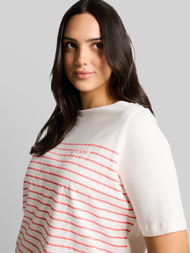 Tom Tailor Plus Size - T-Shirt mit Streifenmuster - Whisper White