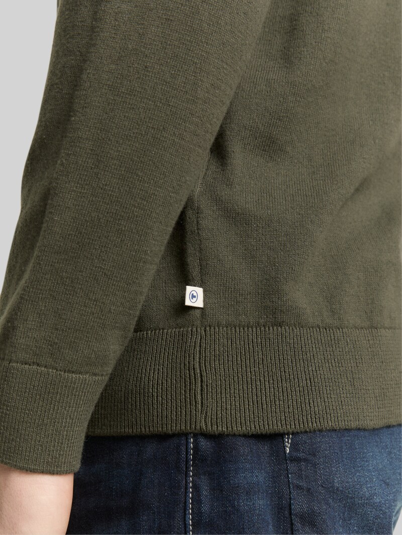 Tom Tailor Basic Strickpullover aus Baumwolle - Deep Forest Green