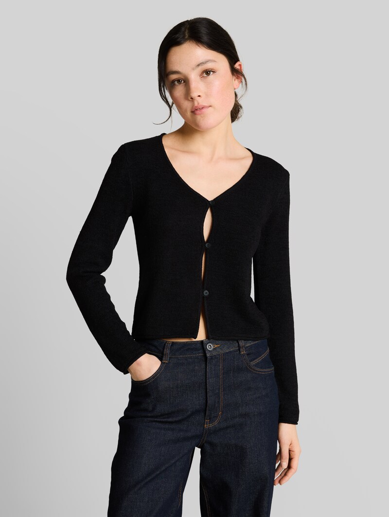 Tom Tailor Cardigan mit V-Ausschnitt - Deep Black Tom Tailor Cardigan mit V-Ausschnitt - Deep Black